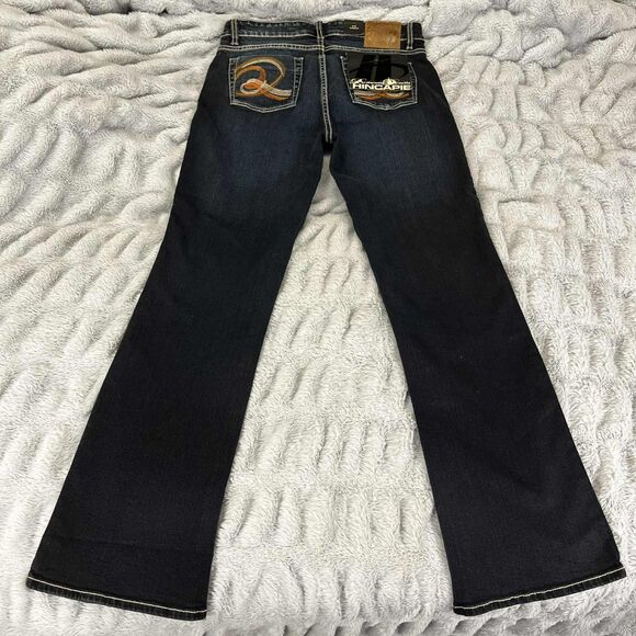 Hincapie Jeans Women 8 R Bootcut Dark Wash Stretch Denim Embroidered Western NWT - Picture 2 of 13